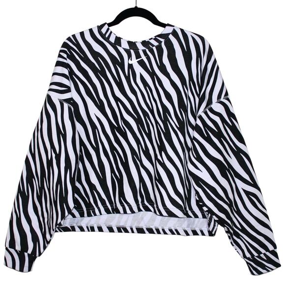 Nike Sportswear Icon Clash Women's Crew Sweatshirt Purple Black Zebra Print NWT - Picture 1 of 10